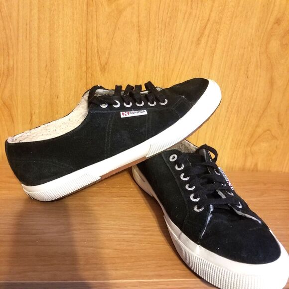 Superga Black Skater Shoes Sneakers Suede Leather Unisex EU 41 Women 9.5 Men 8 - Picture 7 of 14